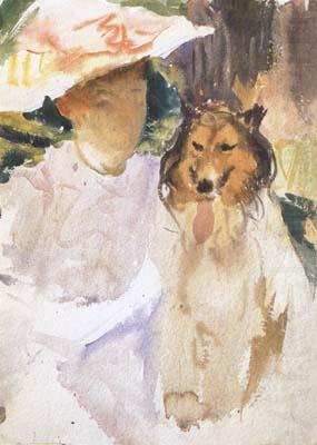 Woman with Collie (mk18), John Singer Sargent